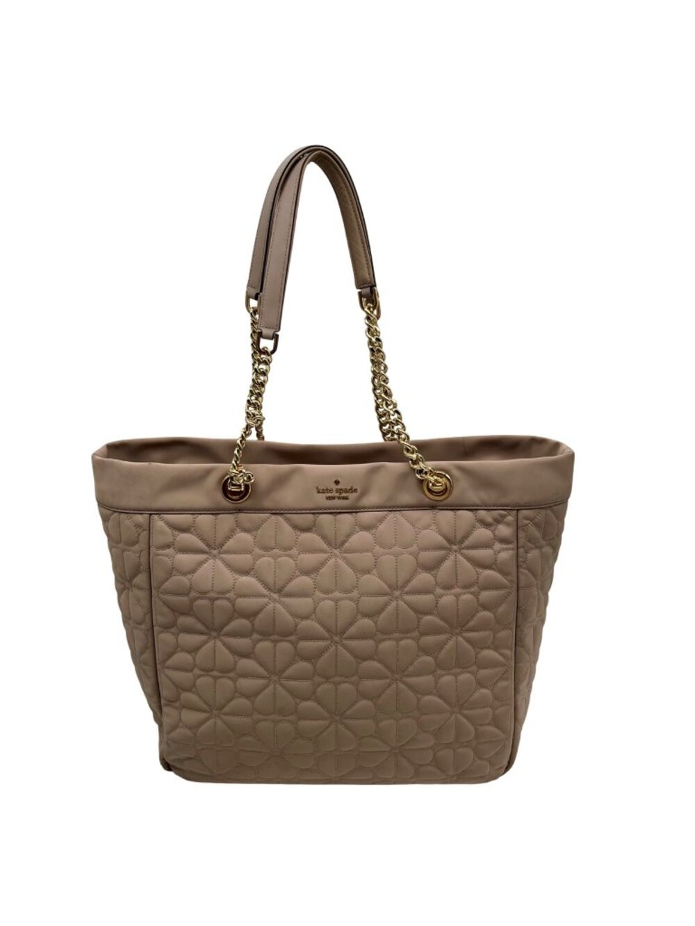 Kate Spade Beige Polyester Flower Quilted Fabric Madium Tote Bag
